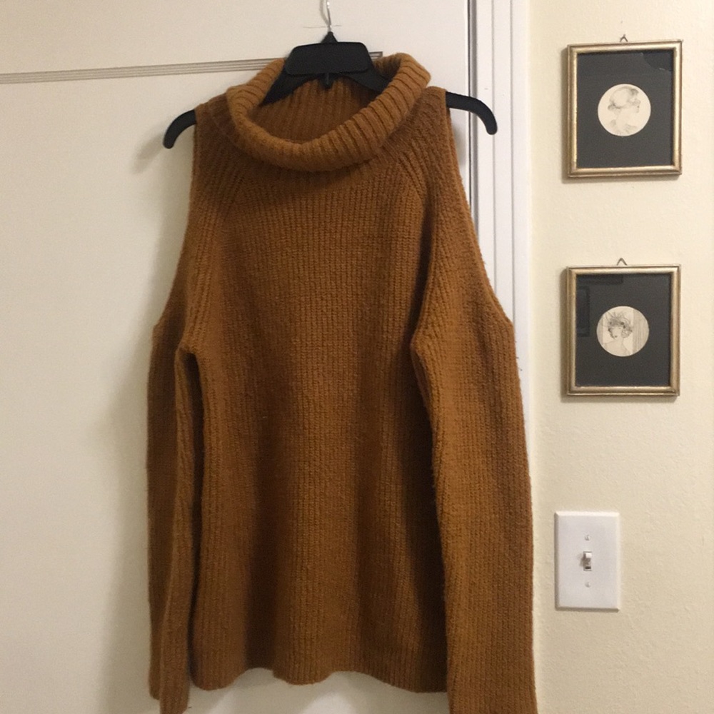 Mustard cold shoulder sweater